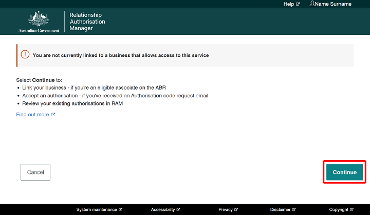 No business that you're authorised for