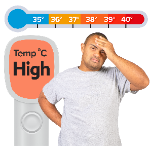Person with fever - a high temperature