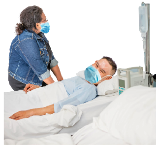Person in hospital with a medical professional