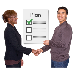 2 people agreeing about a plan