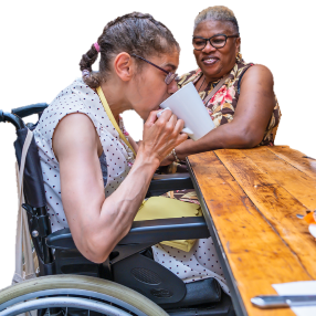 Person being supported when having a drink 