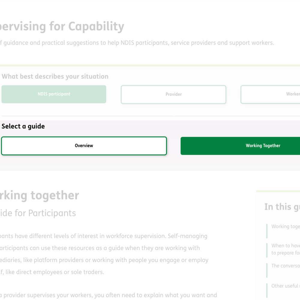 Screenshot of the 'Select a guide' buttons on the website